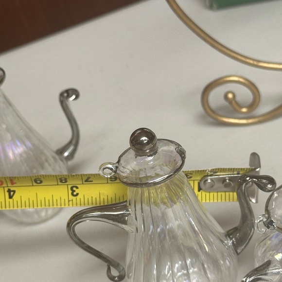 Dillards Trimmings Set of 3 Tea pots Blown Glass Ornaments - Picture 8 of 15